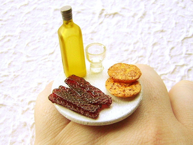 Food Ring Snacks And Sake Miniature Food Jewelry Gifts Under 10