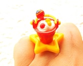 Kawaii  Ring Miniature Food Jewelry Ice Cream Sundae Candy Yellow Red