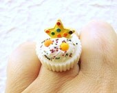 Kawaii Ring Miniature Food Jewelry  Vanilla Cup Vanilla Ice Cream Cookie