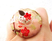 Food Ring Vanilla Ice Cream Chiyogami Paper Miniature Food Jewelry