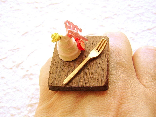 Kawaii Japanese Food Ring  Cake Flower Food Jewelry Traditional
