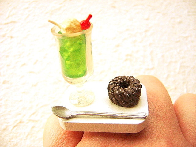 Kawaii  Ring Miniature Food Jewelry Soda Float Chocolate Donut