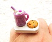 Food  Ring Hot Chocolate Cookie Miniature Food Jewelry