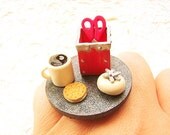 Coffee Ring Coffee Break At The Office 3 Miniature Food Jewelry