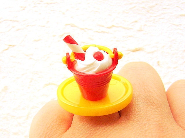 Food Ring  Candy Ice Cream Sundae  Miniature Food Jewelry