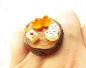 Japanese Food  Ring  Miniature Food Jewelry Vegetables Tofu Rice Onigiri