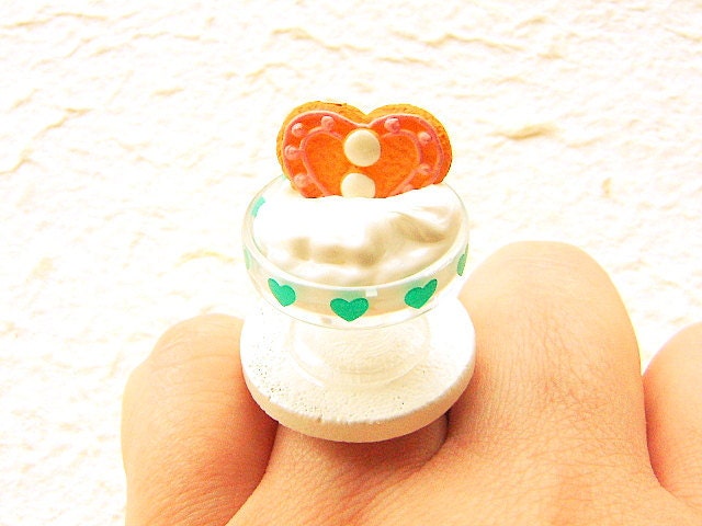 Miniature Food Ring Ice Cream Cookie Kawaii Food Jewelry