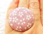Japanese Fabric Button Ring Cherry Blossoms Sakura Dusty Rose