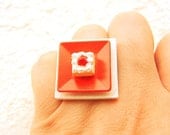 Cute Food Ring Strawberry Cake  Miniature Food Jewelry Gifts Under 10
