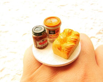 Miniature  Food Ring Bread Peanut Butter Jam Miniature Food  Jewelry