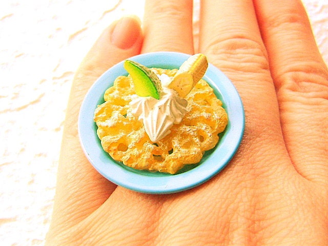 Kawaii Ring Funnel Cake Miniature Food Jewelry Gifts Under 10