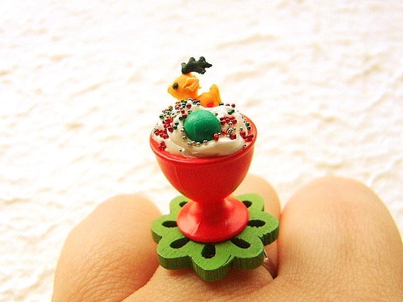 Christmas  Food Ring Kawaii  Reindeer Cookie  Candy Ice Cream