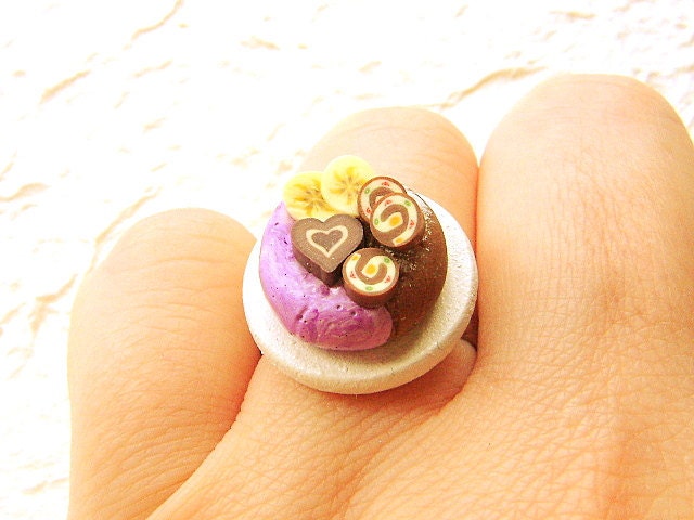 Donut Ring Chocolate Miniature Food Jewelry Gifts Under 10