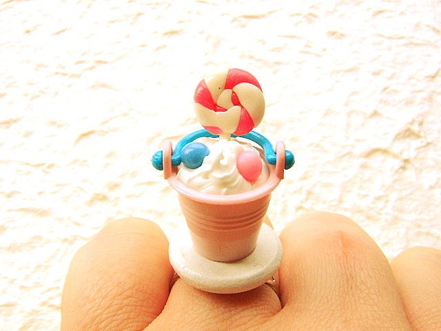 Kawaii Ring Ice Cream Miniature Food Jewelry