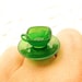 Kawaii Cute Japanese Ring Clear Green Teacup And Saucer