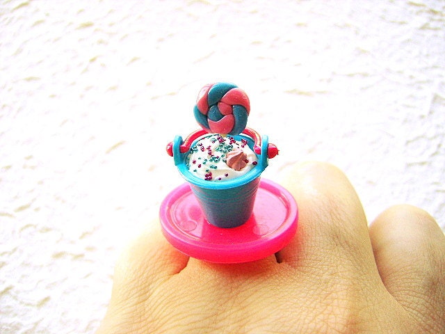 Kawaii Food Ring Sundae Lollipop Ice Cream