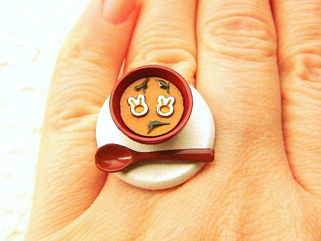 Japanese Food Ring Miniature Food Jewelry Miso Soup