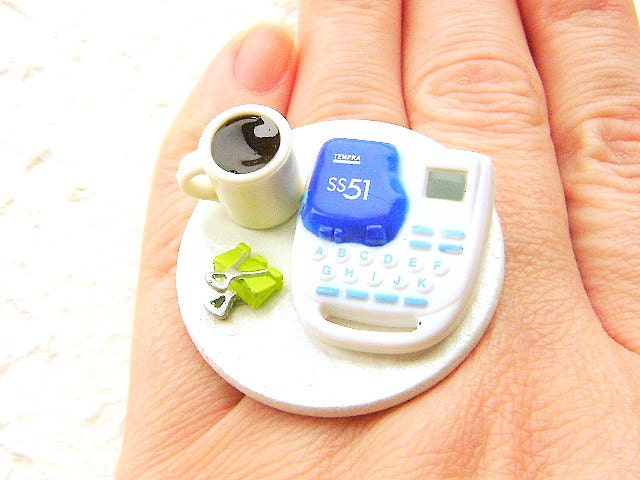 Coffee Ring Miniature Food Jewelry Coffee Break At The Office 2 Kawaii Jewelry