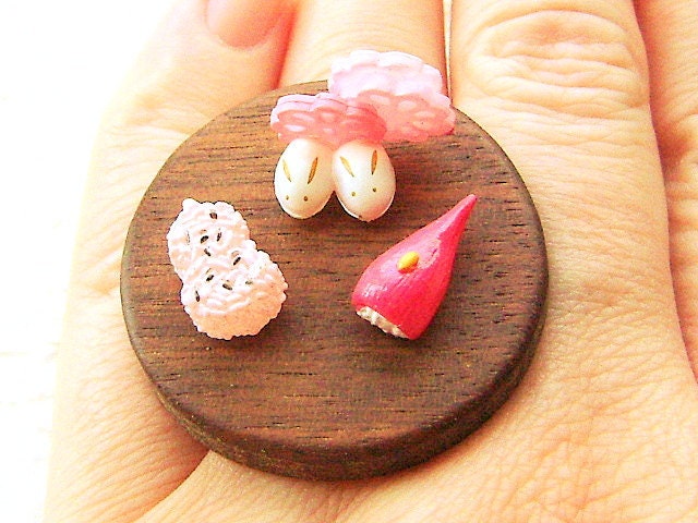 Kawaii Japanese Food Ring Miniature Food Jewelry Traditional