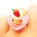 Cute Miniature Food Ring Strawberry Cake Miniature Food Jewelry