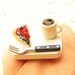 Coffee Ring  Miniature Food Jewelry Berry Pie And Coffee