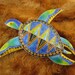 Vibrant Vintage Sterling Silver Enamel Turtle Brooch Pin
