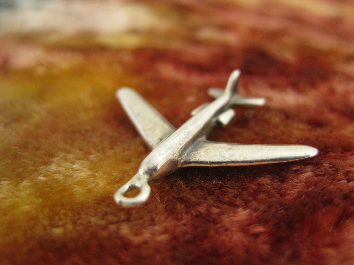 Charm - Sterling Silver - 3D Charm - Silver Airplane - Flying Jet Charm - Travel Charm - Rememberace Charm - Travel Charm