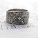 wide paisley wedding band . wide recycled silver wedding band . bohemian paisley ring . engraved enlighten inscription ring