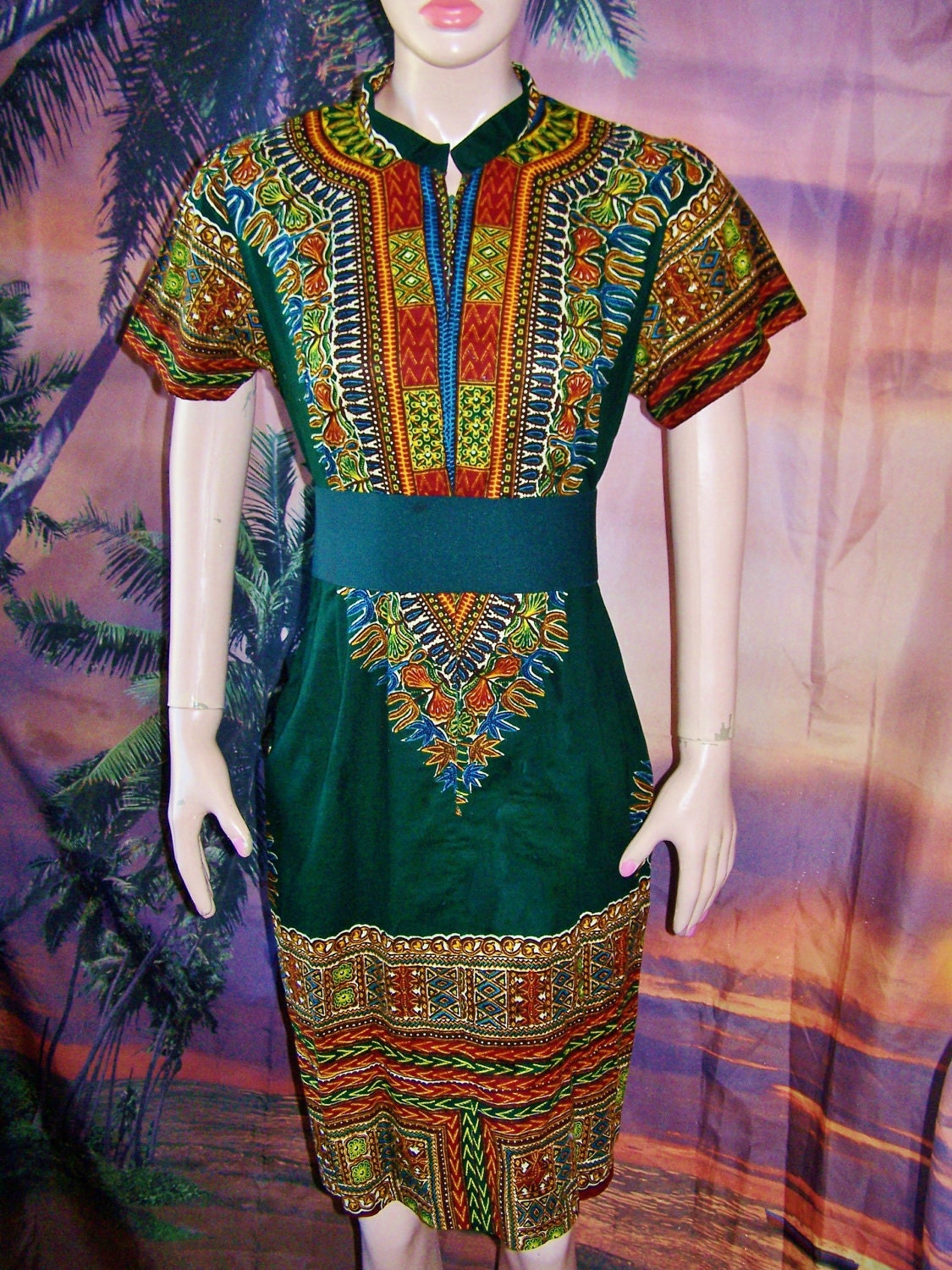 Sold 2 Elle Tribal Dress Dashiki Earth Jewel tones size M
