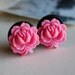 3/4" (19mm) Hot Pink Lotus Flower Plugs for stretched ears.
