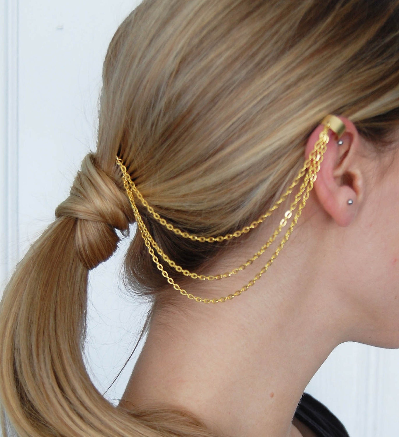 Mini Gold Chain Hair Comb and Ear Cuff
