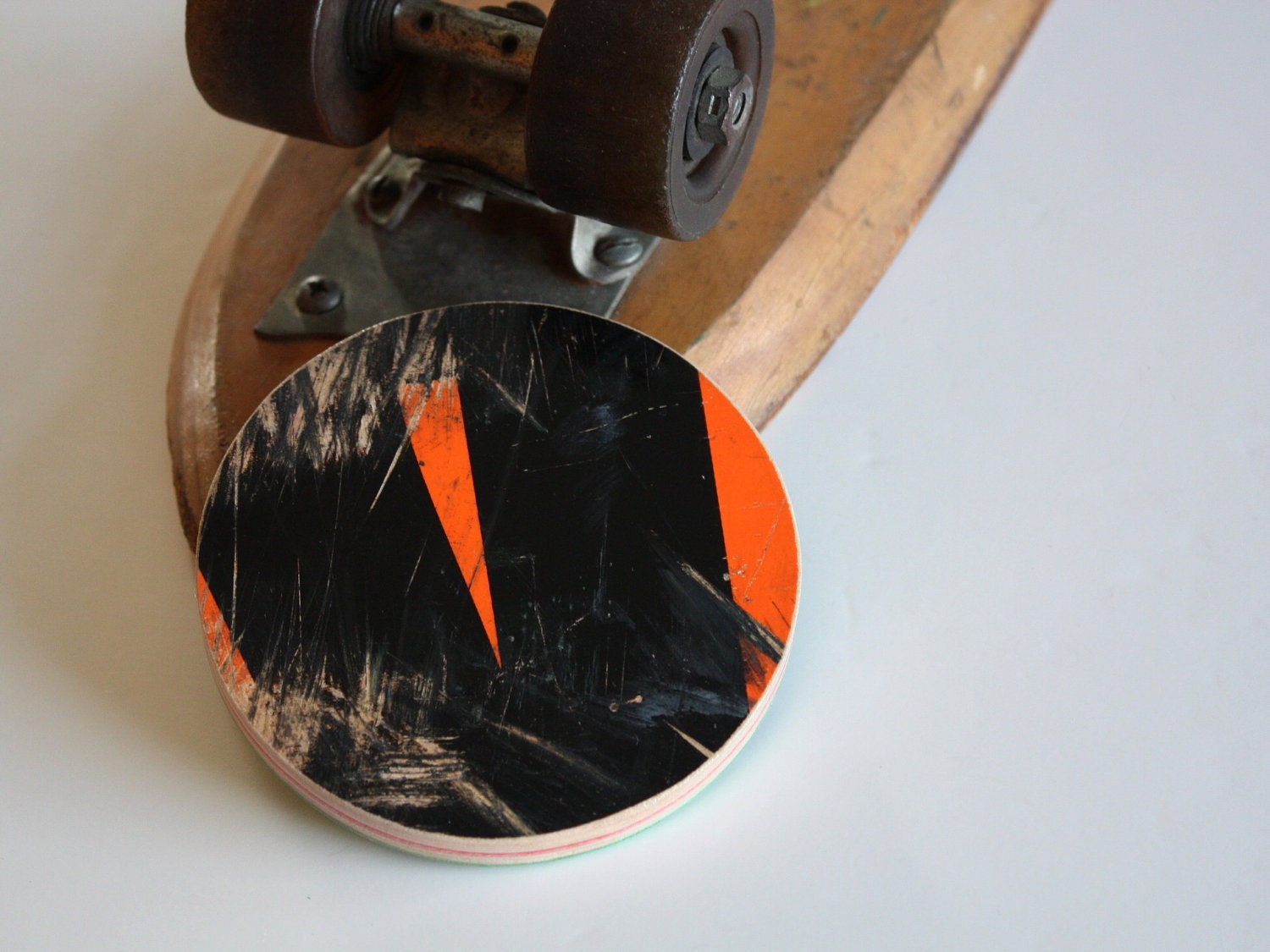 Recycled Skateboard Pocket Mirror-Triangle Skateboard