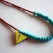 Recycled Skateboard Necklace Triangle Cyclops Collection-Copper and Aqua