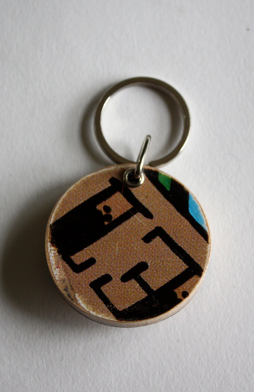 Recycled Skateboard Deep End Keychain-E is for Ever