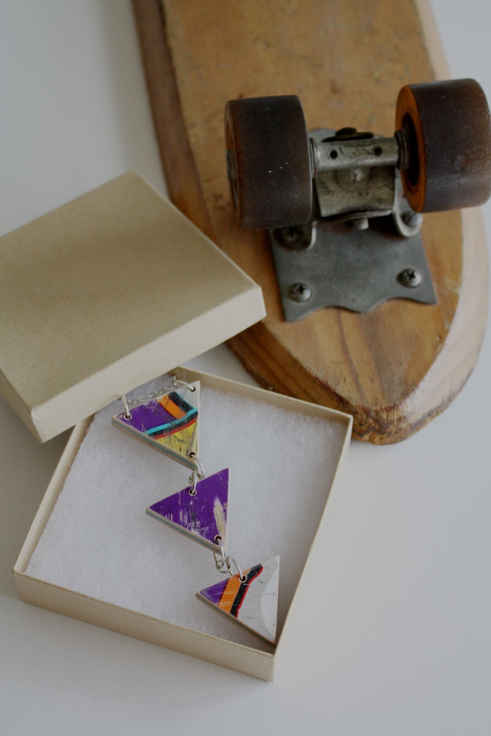 Recycled Skateboard Arrowhead Necklace