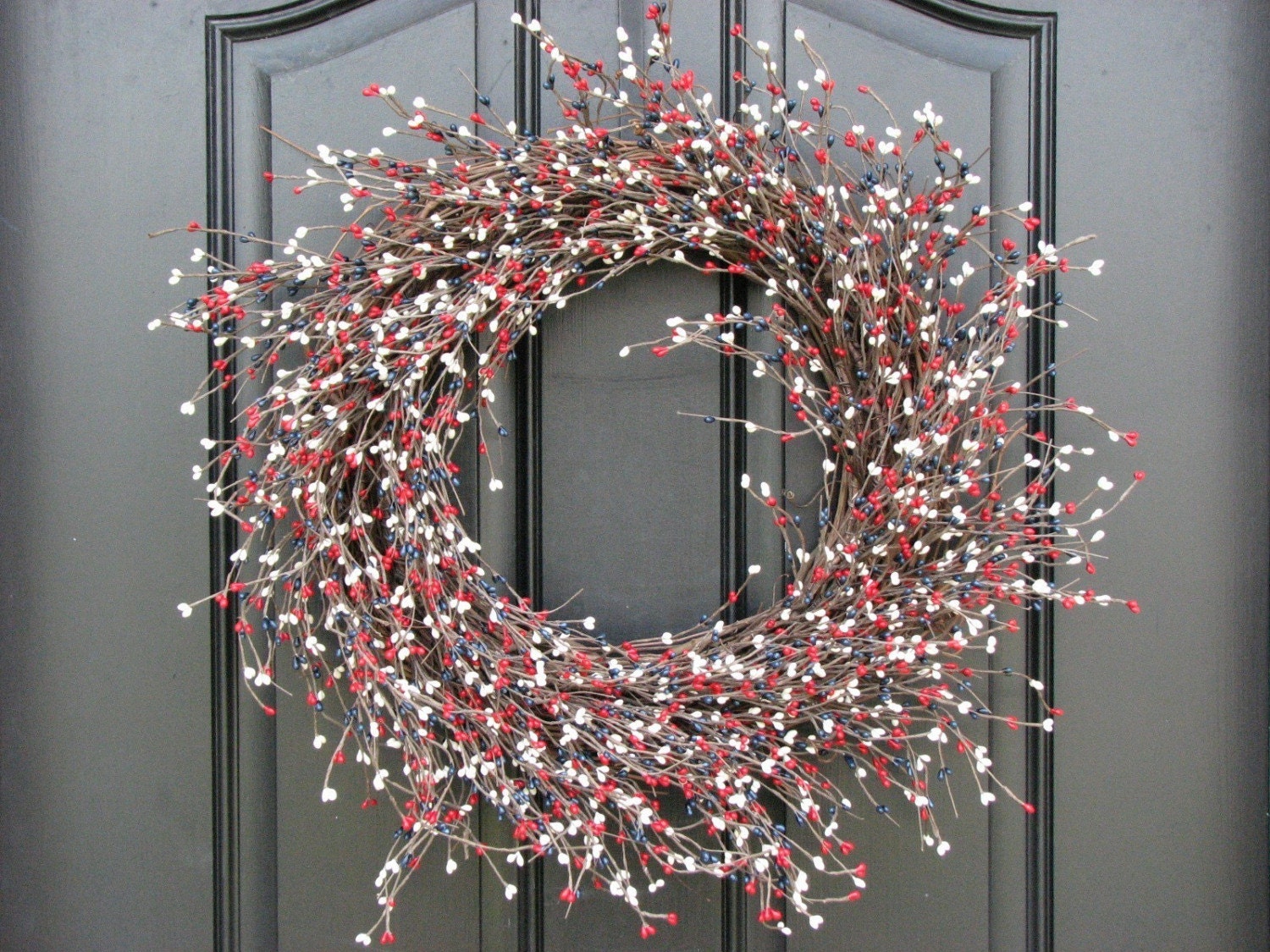 Holiday Wreaths, Red White and Blue, Berry Wreath, Memorial Day Wreath, 4th of July Decor, Freedom, Independence Day Wreath