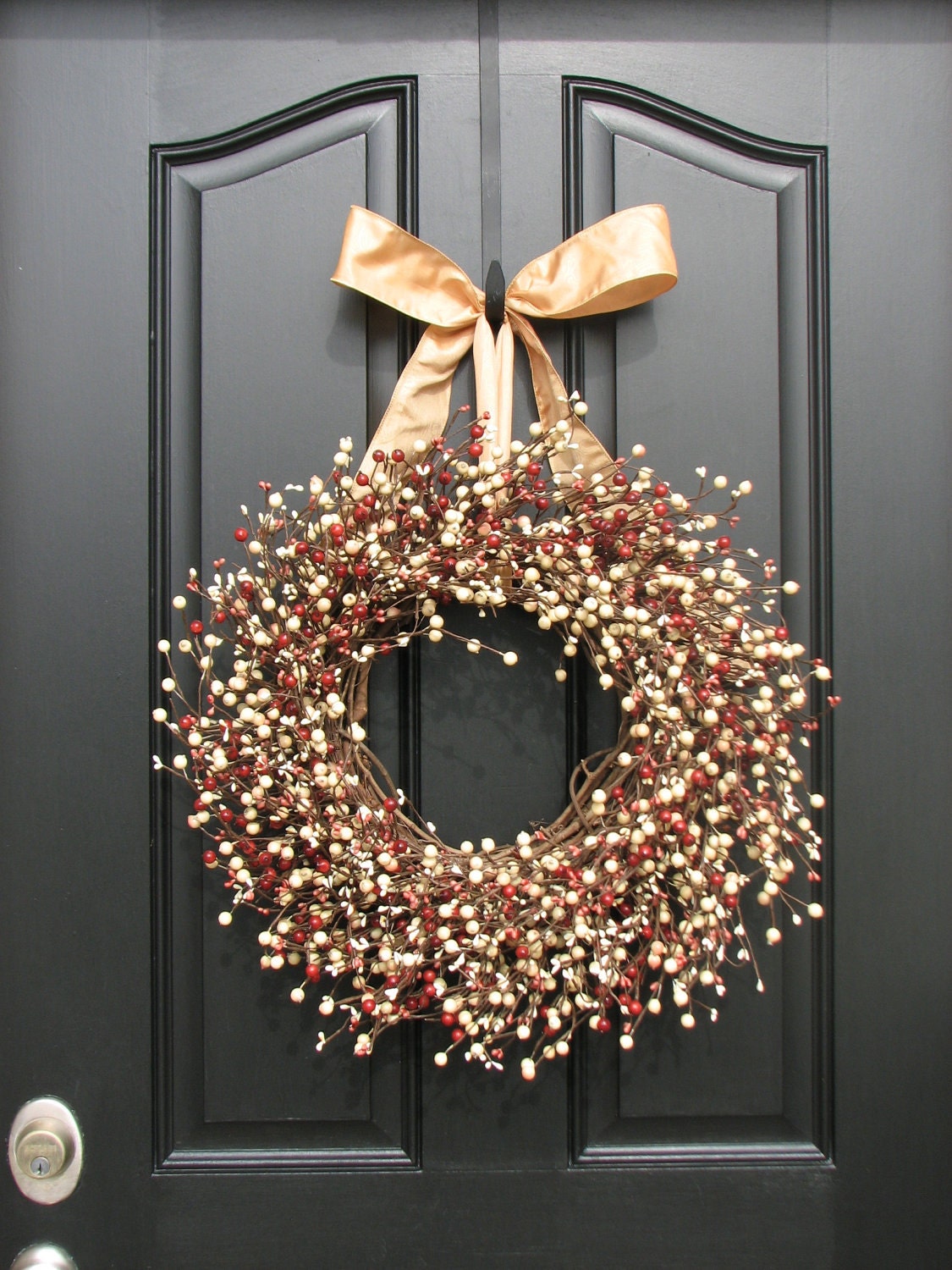 Spring Berry Wreath - Pomegranate Berry Wreath for Year Round Decor - Champagne - Shabby Chic Decor - Country Decor - Home Furnishings