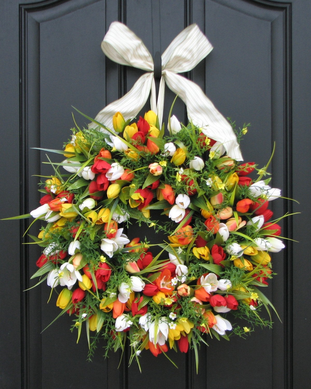 Spring Tulips wreath Tulips Front Door Wreath by twoinspireyou