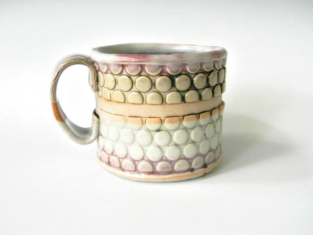 Hand Built Mug - Bubble Pattern- MOTHER'S DAY SALE - Free U . S . and Canadian Shipping