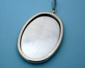 Silver Tone Oval Pendant Setting Frame Mounting 134ST