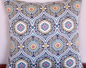 Amy Butler Decorative Pillow Cover Lark Treasure Box Charcoal Aqua Citrine Gray 18x18 cushion coverover