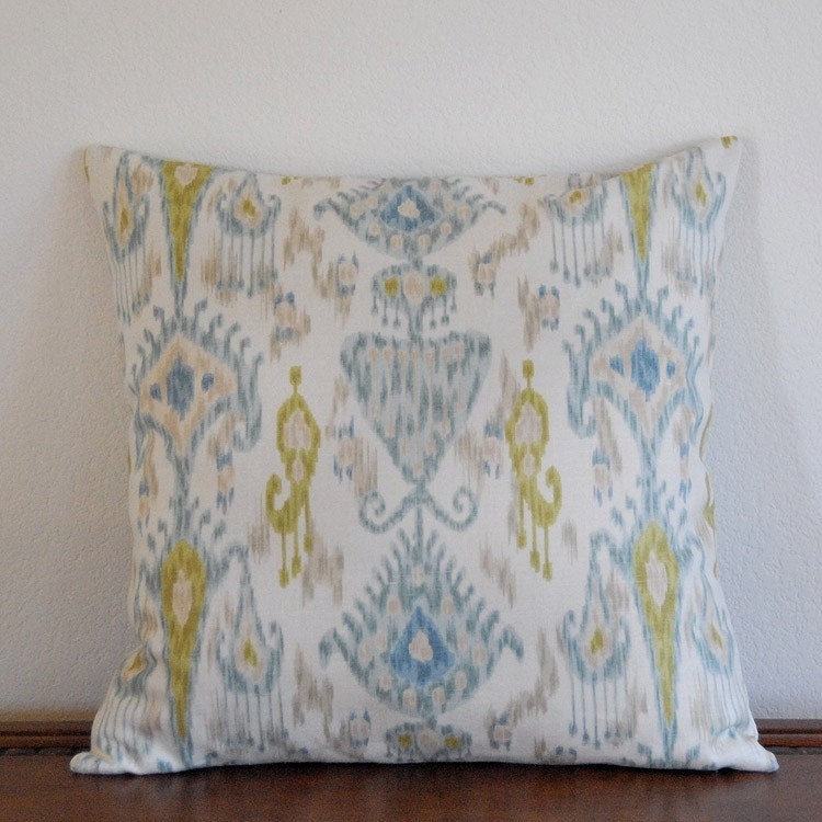 Ikat Print Pillow Cover 18x18 inch Linen Blend by Robert Allen