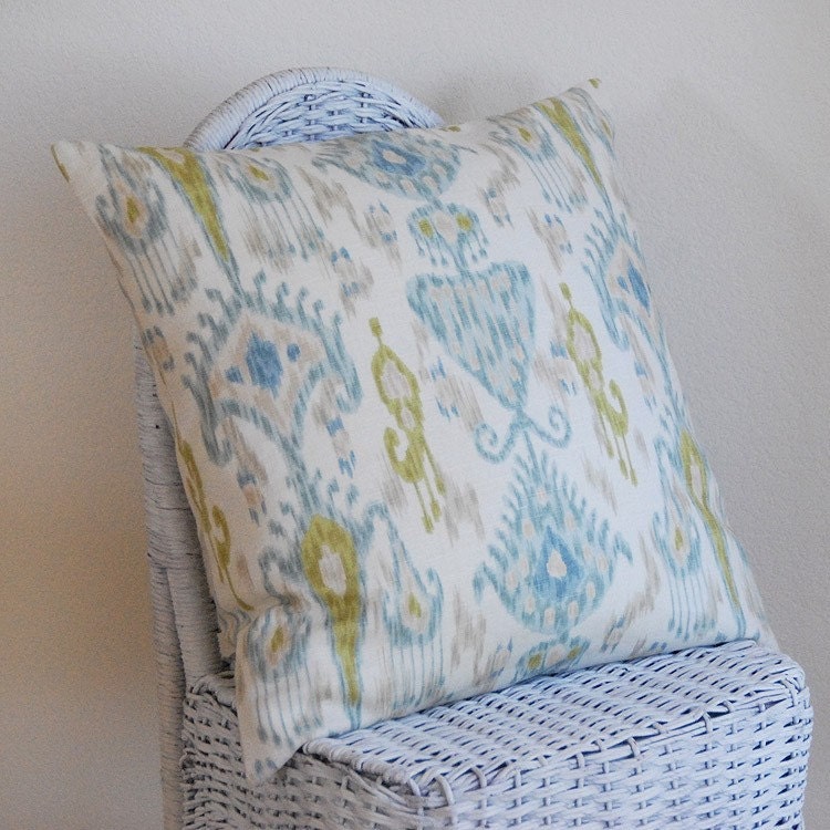 Ikat Print Pillow Cover 18x18 inch Linen Blend by Robert Allen