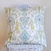 Decorative Ikat Pillow Cover Khanjali by Robert Allen Pillow Cover Blue Greens on Ivory 18x18 cushion cover