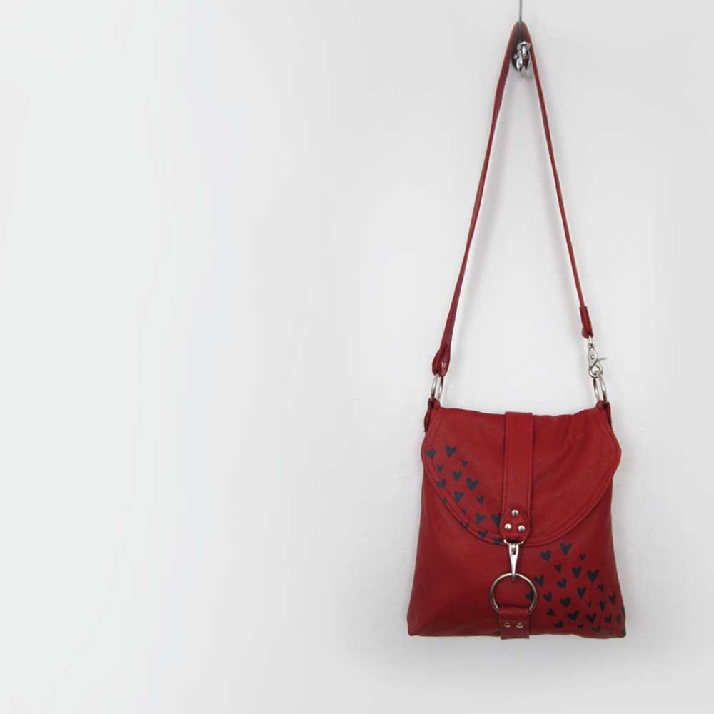 leather messenger bag - red leather bag - large messenger - customizable crossbody bag