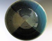 Sale...Large Bowl. Blue/Green Plaid Combination, Jade Green, Seafoam, & Stormy Blue