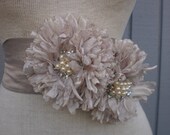 Bridal Sash With two  Unique Design Flowers