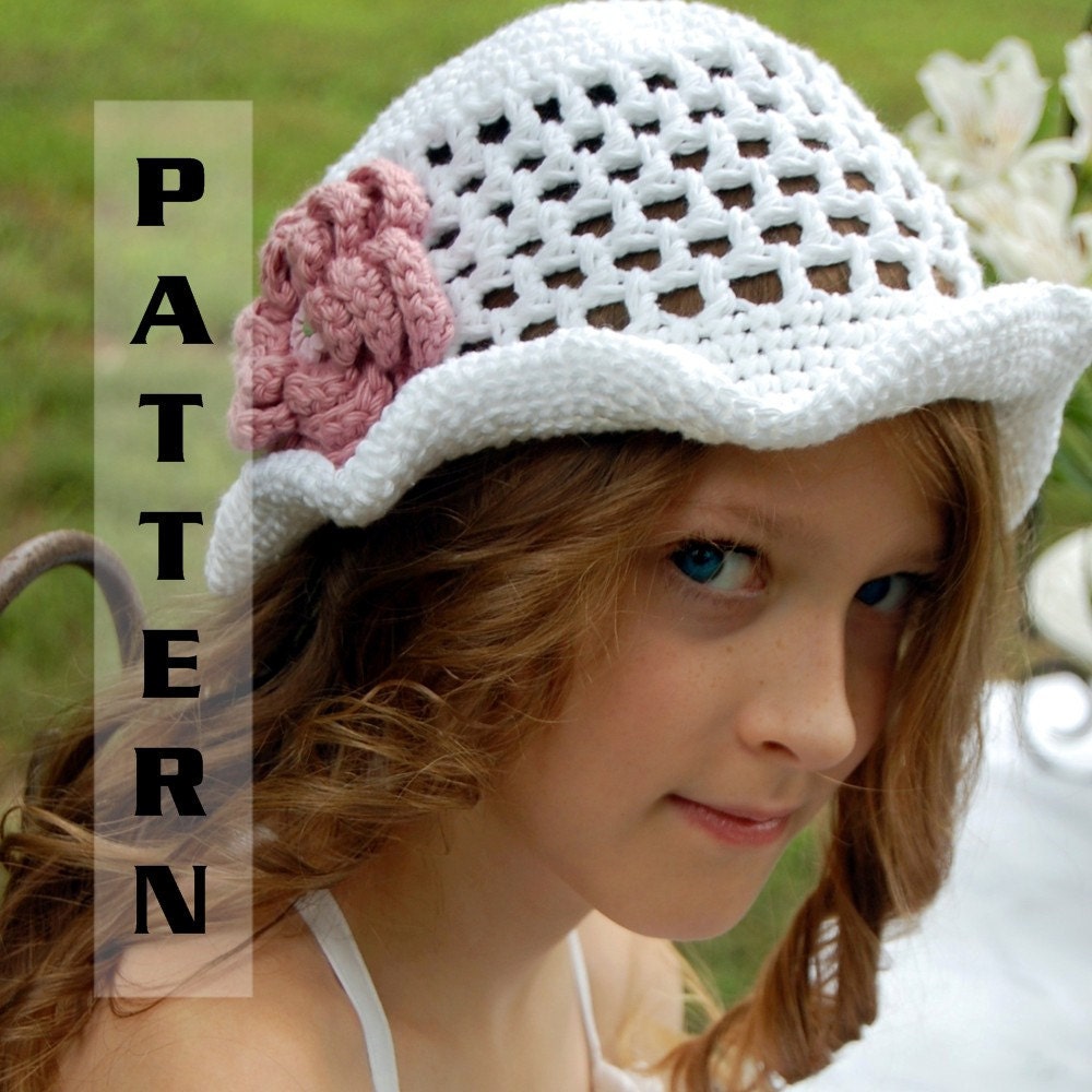 Sun Hat Garden Party Floppy Hat 12 months to adult sizes PDF Crochet Pattern 329 INSTANT DOWNLOAD