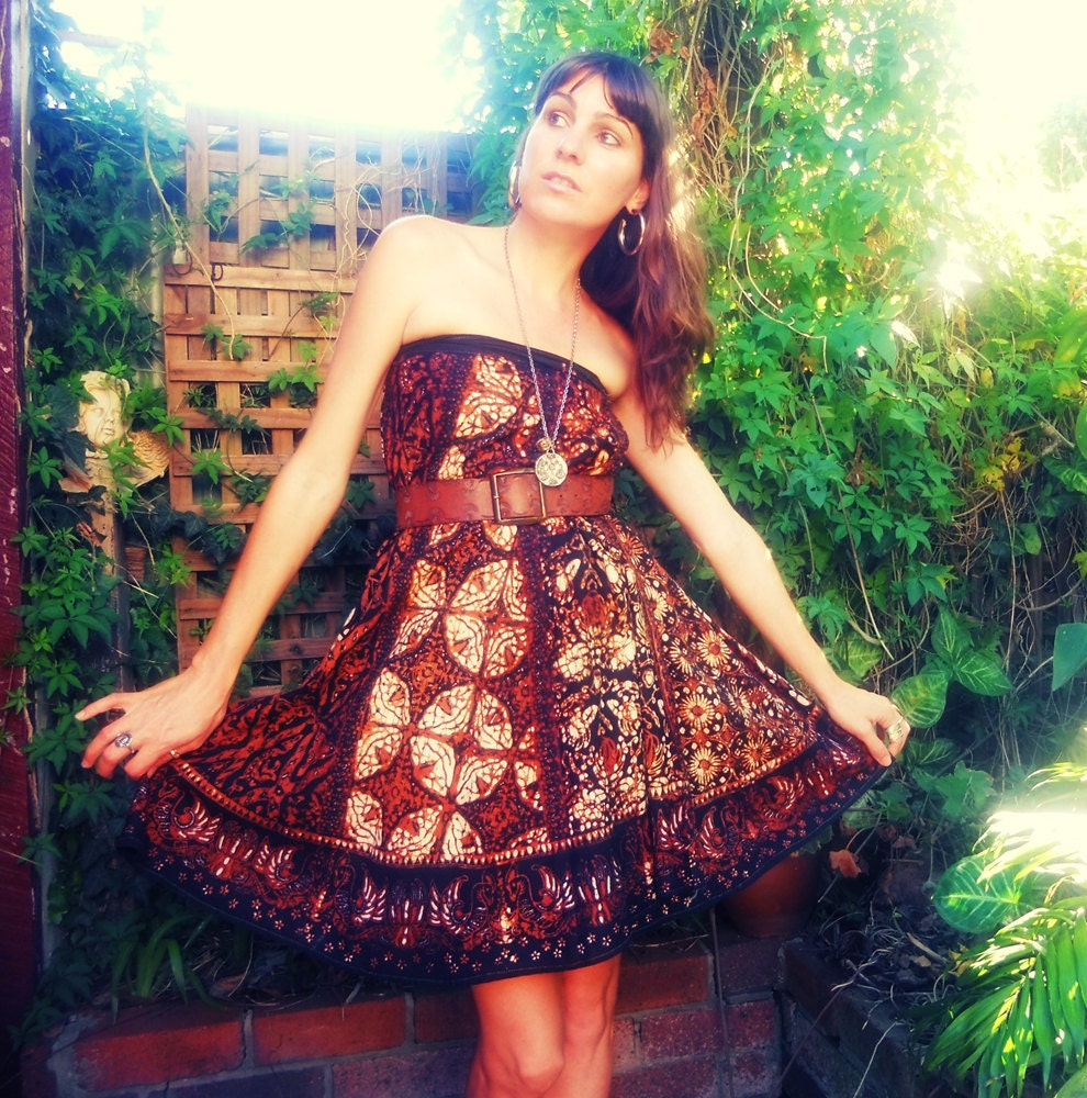 Vintage Hippie Cotton Wrap Skirt Dress