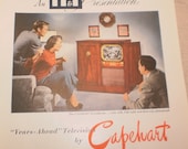 1954 TV Advertisement Capehart Television vintage Ad with 50s Decor and Fashion Paper Ephemera Mid Century Modern Ad Men Home